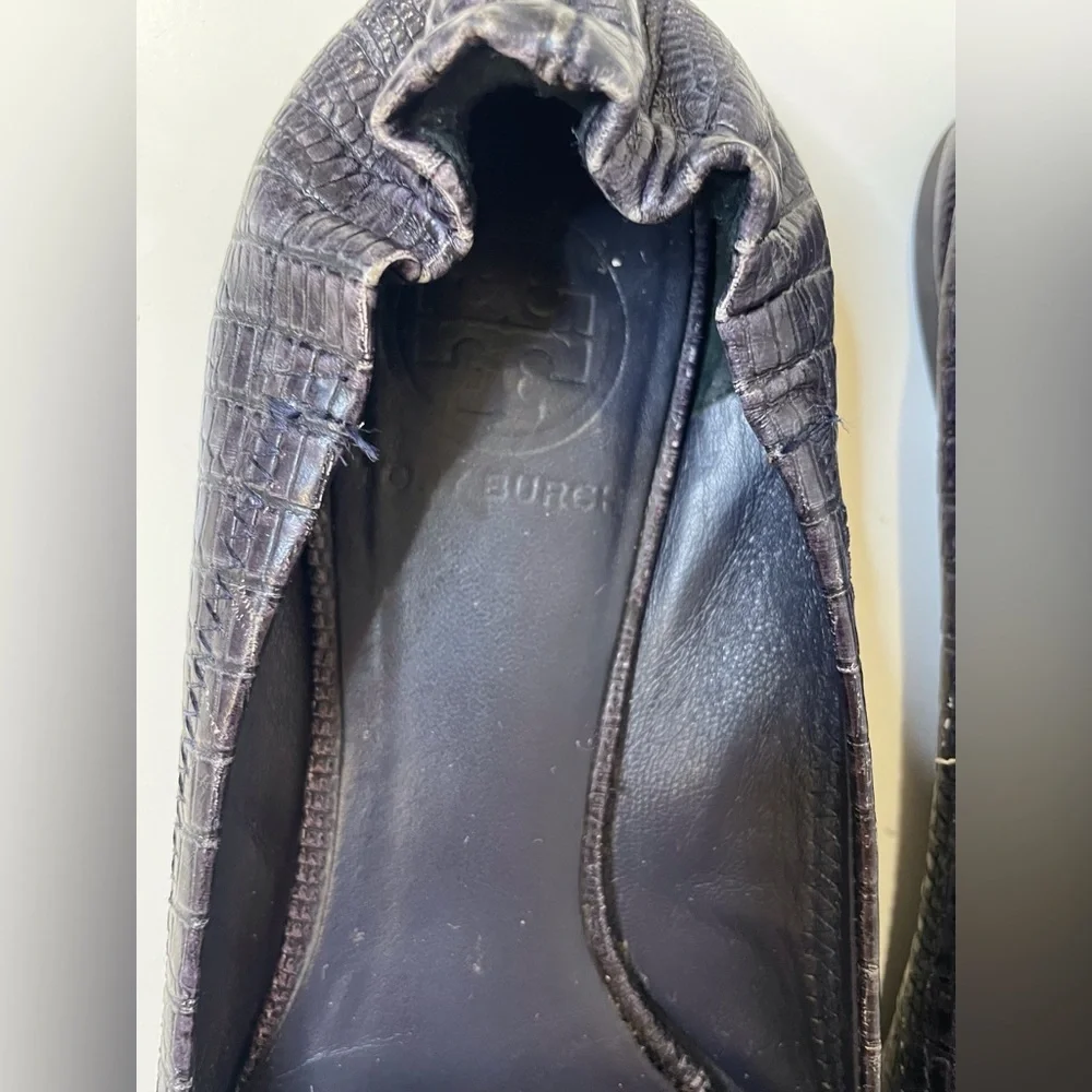 Tory‎ Burch Women’s Python Leather Reva Flats Shoes Size 6
